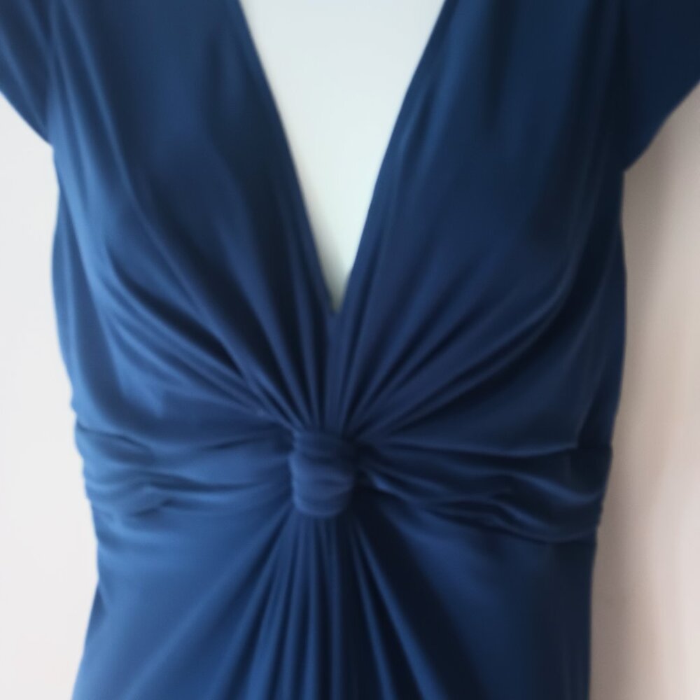 Royal Blue V Neck long flowing Dress Jones wear by Jones New York